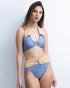 Blue Double Oxford VTop High Waist Bikini